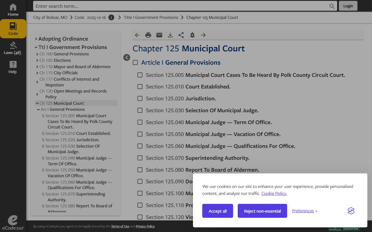 Polk County Circuit Clerk Bolivar municipal court record reference