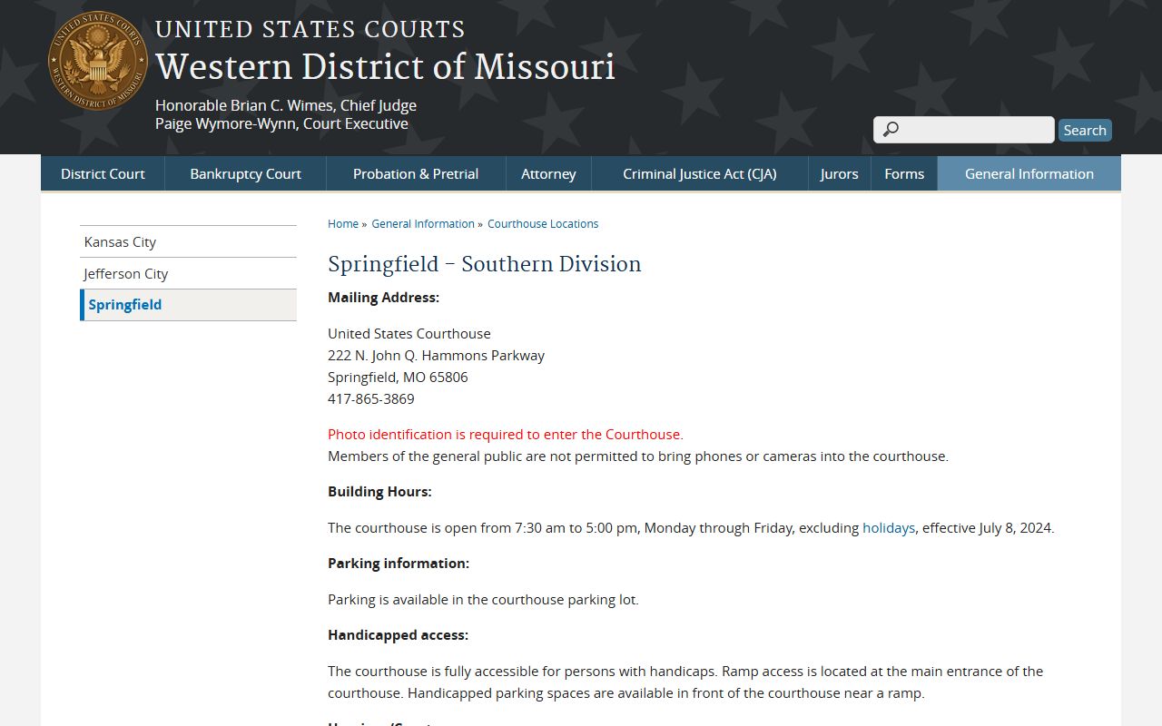 Polk County federal court records Springfield Southern Division
