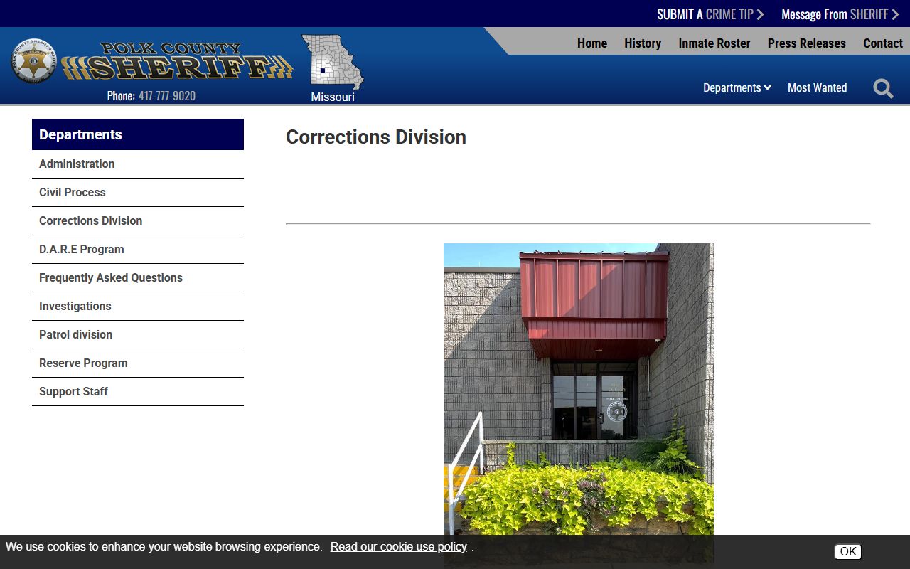Polk County inmate records corrections division page